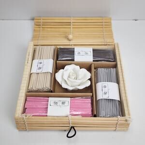 Stick Incense w/ Rose Shaped Holder Meditation Chinese Buddhist Relaxation Set